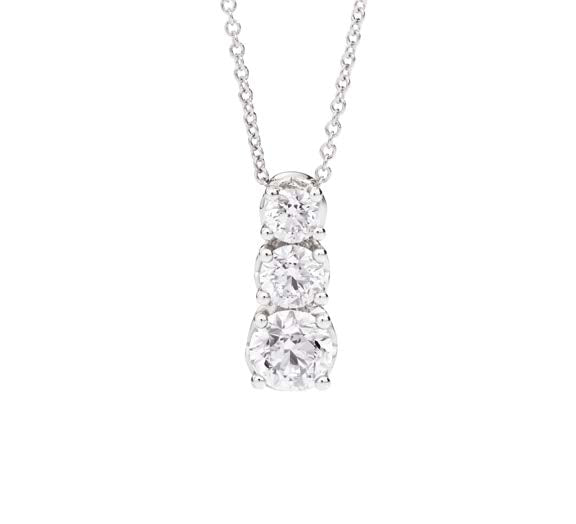 ANNIVERSARY Graduated trilogy necklace 18 kt white gold and natural diamonds