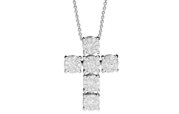 NODO D’AMORE Cross necklace 18 Kt white gold and diamonds