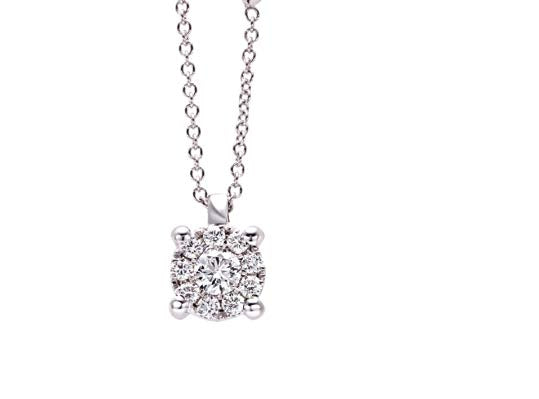NODO D’AMORE Solitaire necklace 18 Kt white gold and diamonds