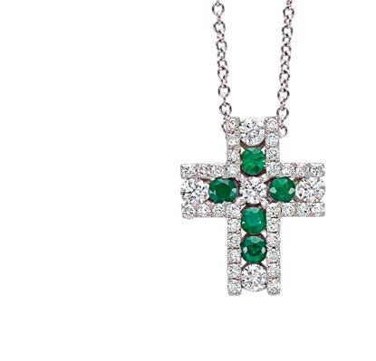 CROSSES Decò necklace 18 Kt white gold with diamonds and sapphires