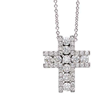 CROSSES Decò necklace 18 Kt white gold and diamonds