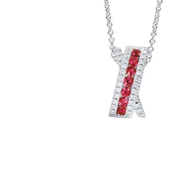 DECÒ Necklace 18 Kt white gold, diamonds and rubies