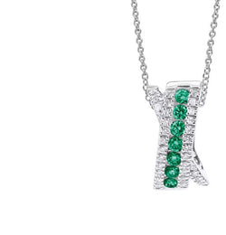 DECÒ Necklace 18 Kt white gold, diamonds and emeralds