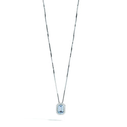 ORCHIDEA Coloured necklace 18 Kt white gold, diamonds and octagonal aquamarine