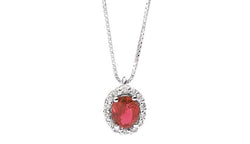 IRIS Coloured necklace 18 Kt white gold, diamonds and oval ruby