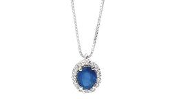 IRIS Coloured necklace 18 Kt white gold, diamonds and oval sapphire