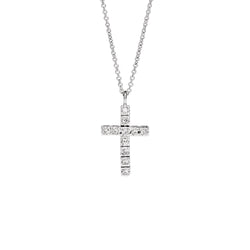 FACE CUBE Cross necklace 18 Kt white gold and diamonds