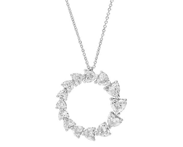 ANNIVERSARY LOVE Graduated contrarié necklace 18 kt white gold and brillant cutheart-shaped diamonds