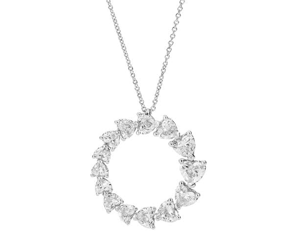 ANNIVERSARY LOVE Graduated contrarié necklace 18 kt white gold and brillant cutheart-shaped diamonds