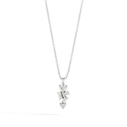 ANNIVERSARY LOVE Necklace with movable elements, 18 kt white gold, heart shape and baguette-cut diamonds 0.76ct