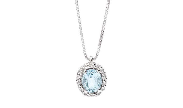 IRIS Coloured necklace 18 Kt white gold, diamonds and oval aquamarine