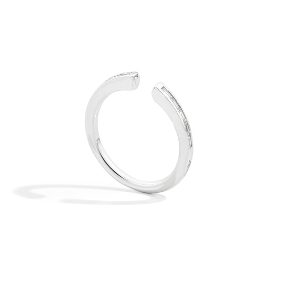 Anniversary More Open linear ring 18 kt white gold and natural baguette-cut diamonds