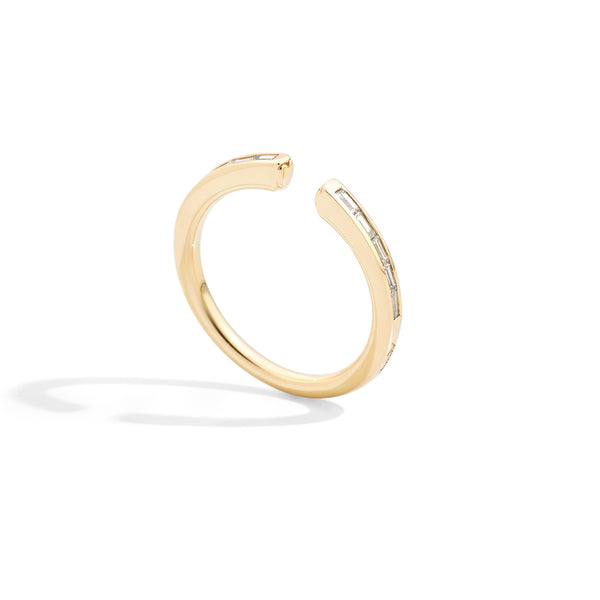 Anniversary More Open linear ring 18 kt yellowgold and natural baguette-cut diamonds