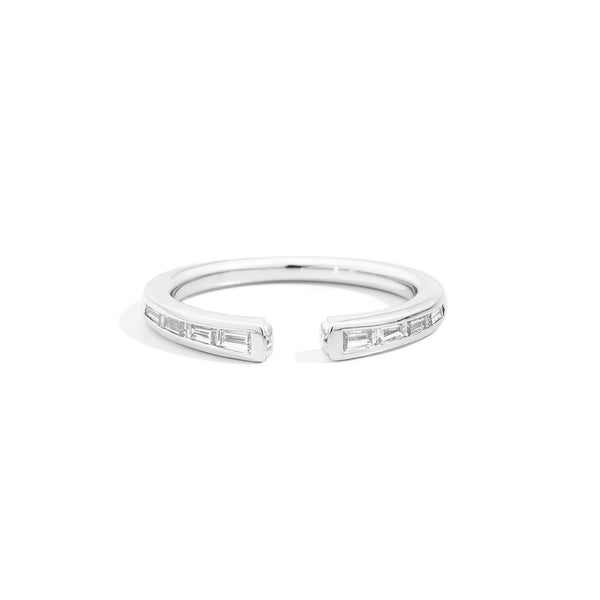 Anniversary More Open graduated ring 18 kt white gold and natural taper-cut diamonds