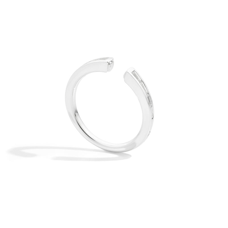 Anniversary More Open graduated ring 18 kt white gold and natural taper-cut diamonds