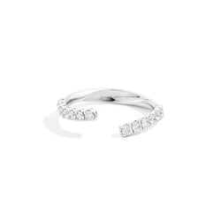 Anniversary More Open asymmetrical linear ring 18 kt white gold and natural brilliant-cut diamonds
