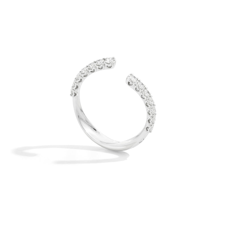 Anniversary More Open asymmetrical linear ring 18 kt white gold and natural brilliant-cut diamonds