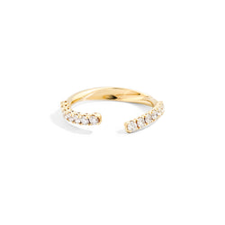 Anniversary More Open asymmetrical linear ring 18 kt yellow gold and natural brilliant-cut diamonds