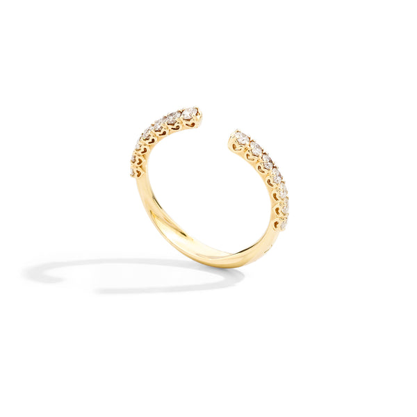 Anniversary More Open asymmetrical linear ring 18 kt yellow gold and natural brilliant-cut diamonds