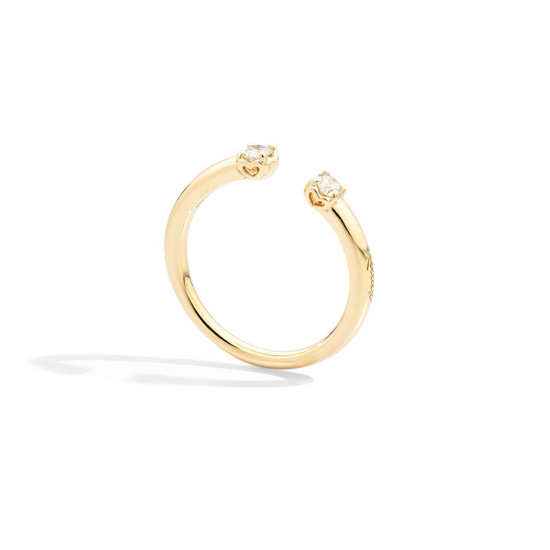 Anniversary More Open ring 18 kt yellow gold and two natural brilliant-cut diamonds