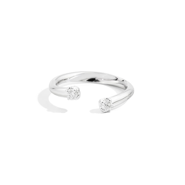 Anniversary More Open asymmetrical ring 18 kt white gold and 2 natural brilliant-cut diamonds