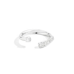 Anniversary More Open asymmetrical graduated ring 18 kt white gold and natural brilliant-cut diamonds
