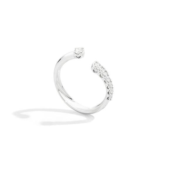 Anniversary More Open asymmetrical graduated ring 18 kt white gold and natural brilliant-cut diamonds