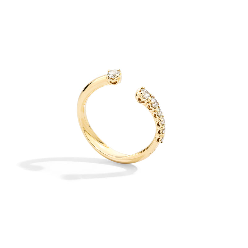 Anniversary More Open asymmetrical graduated ring 18 kt yellow gold and natural brilliant-cut diamonds