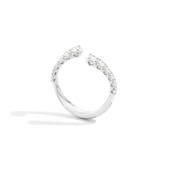 Anniversary More Open asymmetrical graduated ring 18 kt white gold and natural brilliant-cut diamonds