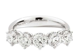 ANNIVERSARY 5-stone six prong wedding ring, 18 kt white gold and diamonds