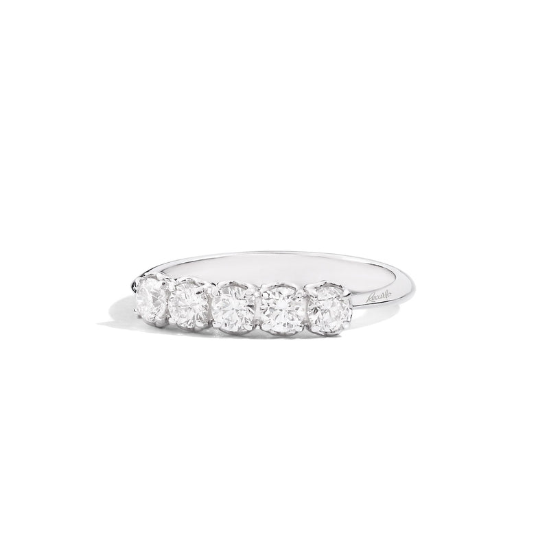 ANNIVERSARY 5-stone wedding ring 18 Kt white gold and diamonds