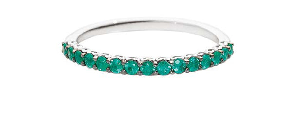 ANNIVERSARY Half-circle wedding ring 18 kt white gold and emeralds 0.30ct