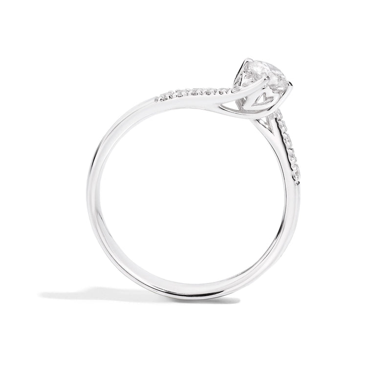 ANNIVERSARY Valentin solitaire ring with bezel-set band 18 Kt white gold and diamonds