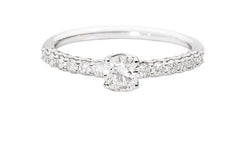 ANNIVERSARY Wedding ring with solitaire 18 Kt white gold and diamonds