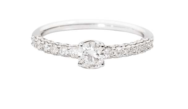 ANNIVERSARY Wedding ring with solitaire 18 Kt white gold and diamonds