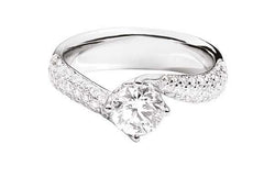 ANNIVERSARY Valentin solitaire ring with pavé band 18 Kt white gold and diamonds