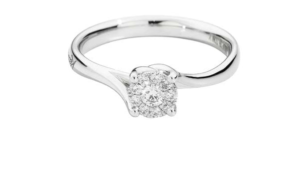 NODO D’AMORE Valentin solitaire ring 18 Kt white gold and diamonds