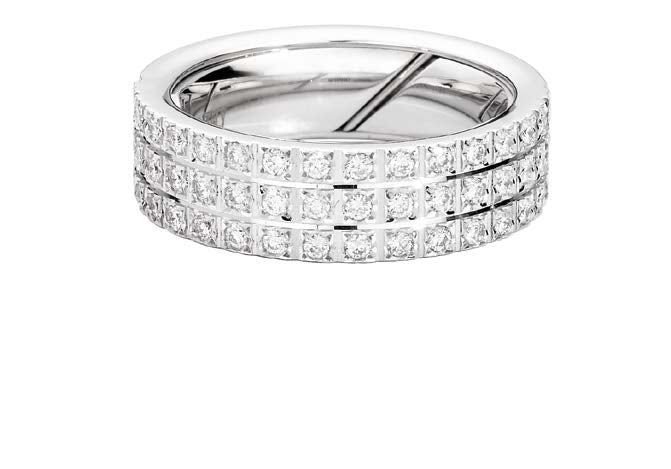 FACE CUBE Triple band bracelet 18 Kt white gold and diamonds 0.57ct