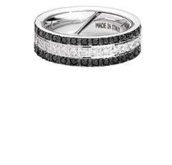 FACE CUBE Triple band bracelet 18 Kt white gold, black and white diamonds 0.61ct