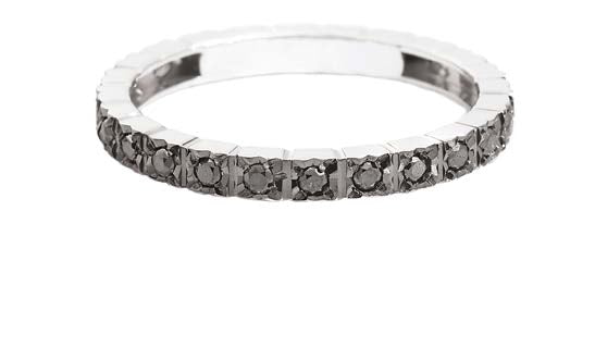 FACE CUBE Eternity ring 18 Kt white gold and black diamonds