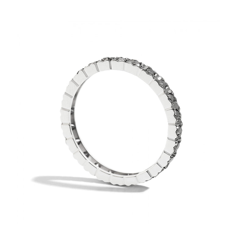 FACE CUBE Eternity ring 18 Kt white gold and black diamonds