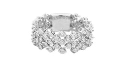 FACE ROUND Hinged 3-row ring 18 Kt white gold and diamonds 0.74ct