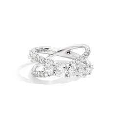 ANNIVERSARY LOVE Ring 18 Kt white gold, brilliant cut heart-shaped and round diamonds