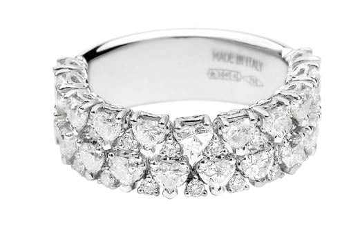 ANNIVERSARY LOVE Double band ring 18 kt white gold, brilliant-cut heart-shaped and round diamonds 2.00ct