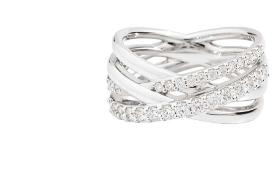 MELODY Band ring, 18 kt white gold and diamonds 0.61ct