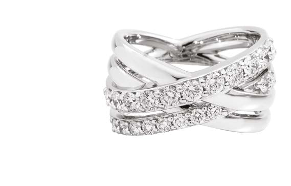 MELODY Band ring, 18 kt white gold and diamonds 1.24ct