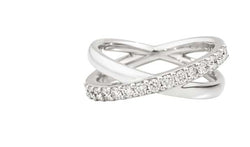 MELODY Double band ring, 18 kt white gold and diamonds 0.46ct