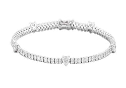 ANNIVERSARY LOVE Tennis bracelet 18 kt white gold, alternating brilliant-cut diamonds heart and round shape