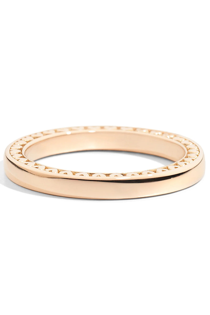 Anniversary wedding ring 18 kt pink gold with heart-shaped bezel 2.35 mm