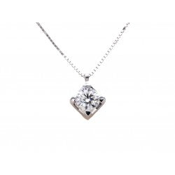 MARIA TERESA Diamond-shaped pronged solitaire necklace 18 Kt white gold and diamond